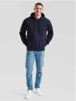 The Signature Hoodie: Kvalitná Unisex pánska Mikina s Kapucňou Bez potlače Tmavomodrá | Fruitshop