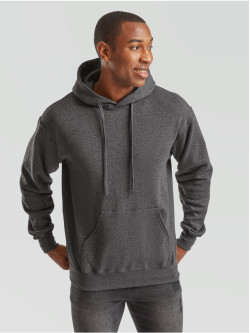 Kvalitná Unisex pánska Mikina s Kapucňou Bez potlače tmavý melír Fruit of the Loom | Fruitshop