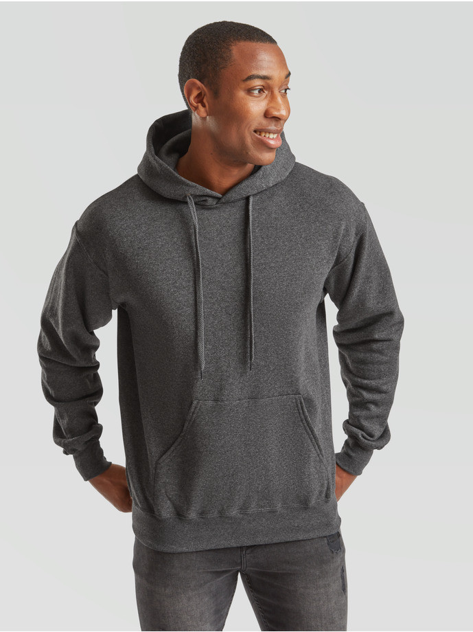 Kvalitná Unisex pánska Mikina s Kapucňou Bez potlače tmavý melír Fruit of the Loom | Fruitshop