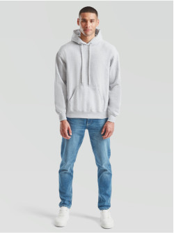 Kvalitná Unisex pánska Mikina s Kapucňou Bez potlače šedý melír Fruit of the Loom | Fruitshop