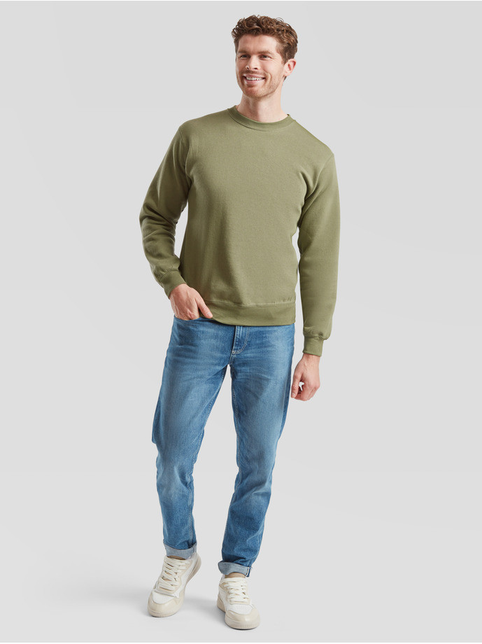 Kvalitná Unisex pánska Mikina Bez kapucne Olivová 280g | Fruitshop