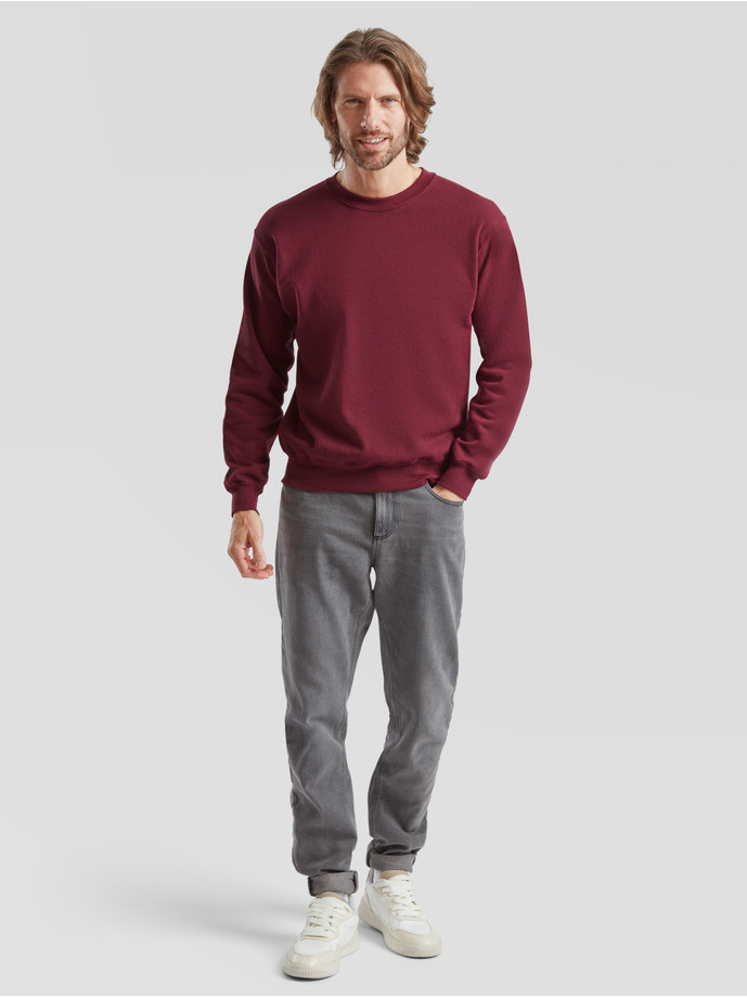 Kvalitná Unisex pánska Mikina Bez kapucne Vínová 280g | Fruitshop