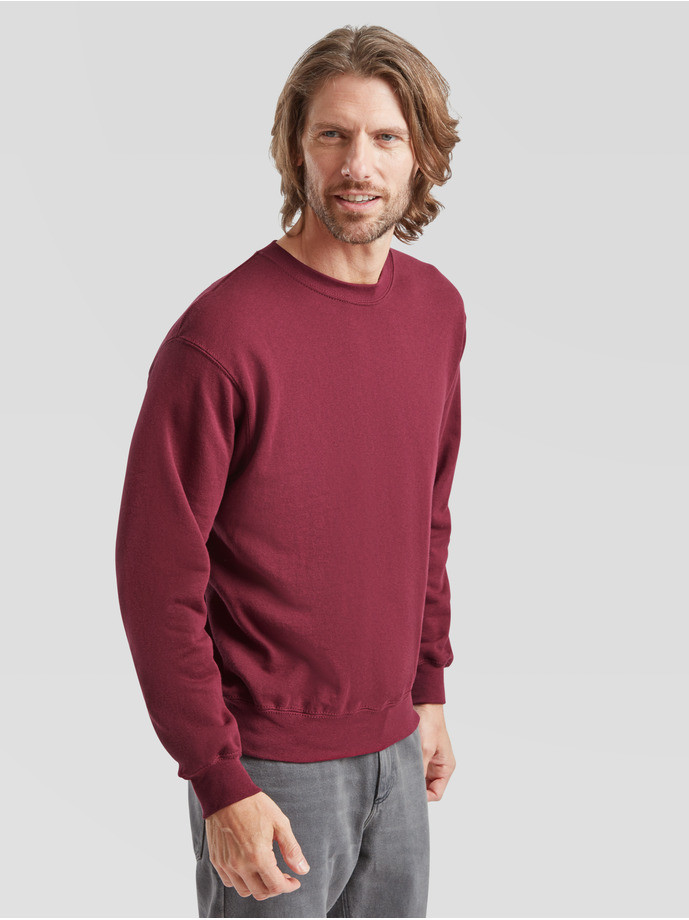 Kvalitná Unisex pánska Mikina Bez kapucne Vínová 280g | Fruitshop