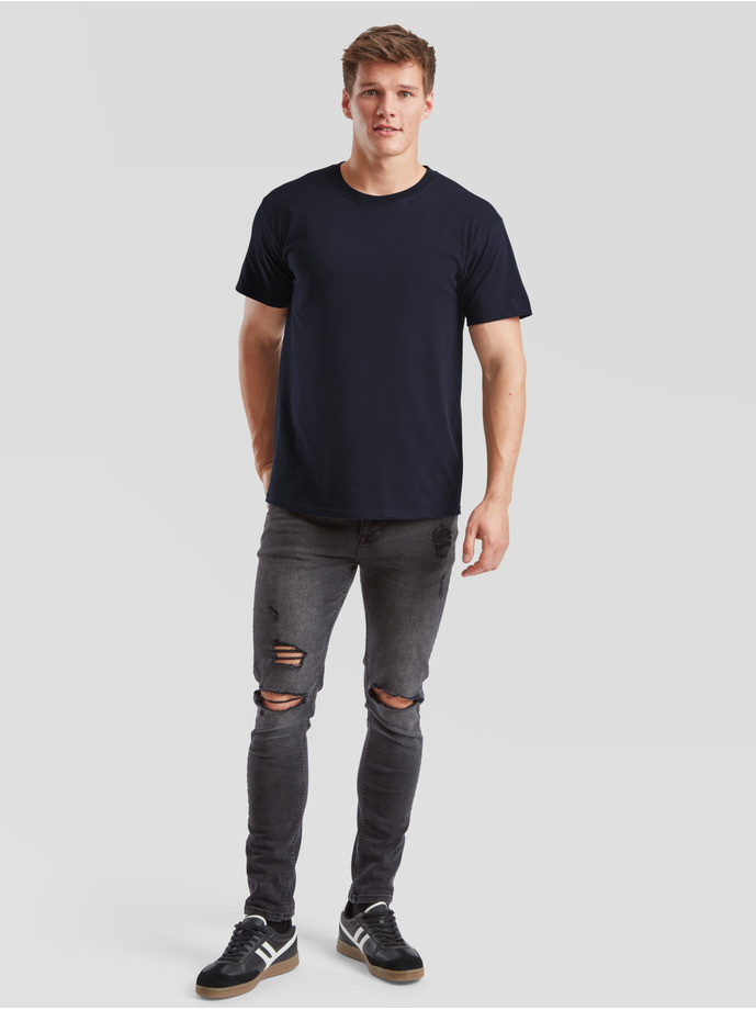 Unisex jemné pánske bavlnené Tričko Bez potlače čierne 195g | Fruitshop