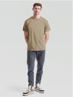 Pánske bavlnené tričko bez potlače kaki piesková The Essential Tee: Kvalitné Unisex Tričko 165g | Fruitshop