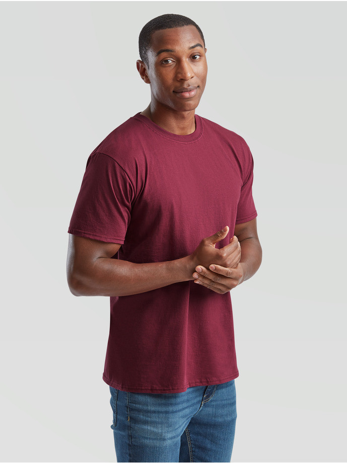 Pánske bavlnené tričko farba vínová bez potlače The Essential Tee: Kvalitné Unisex Tričko 165g | Fruitshop