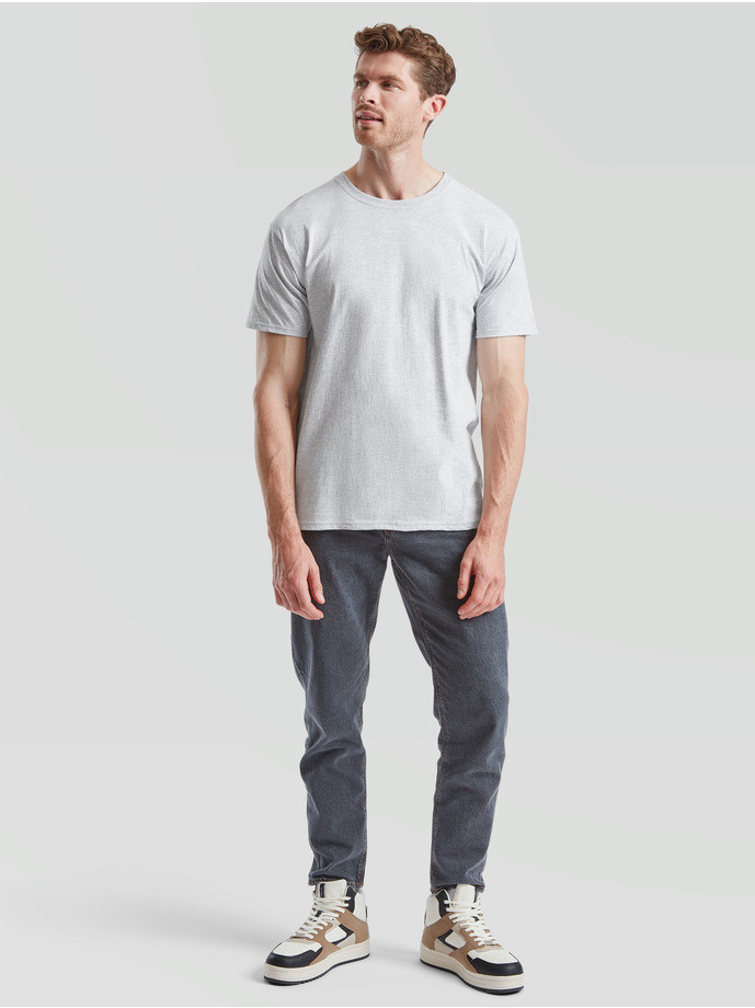 Pánske bavlnené tričko melírové šedé bez potlače Fruit of the Loom The Essential Tee: Kvalitné Unisex Tričko 165g | Fruitshop