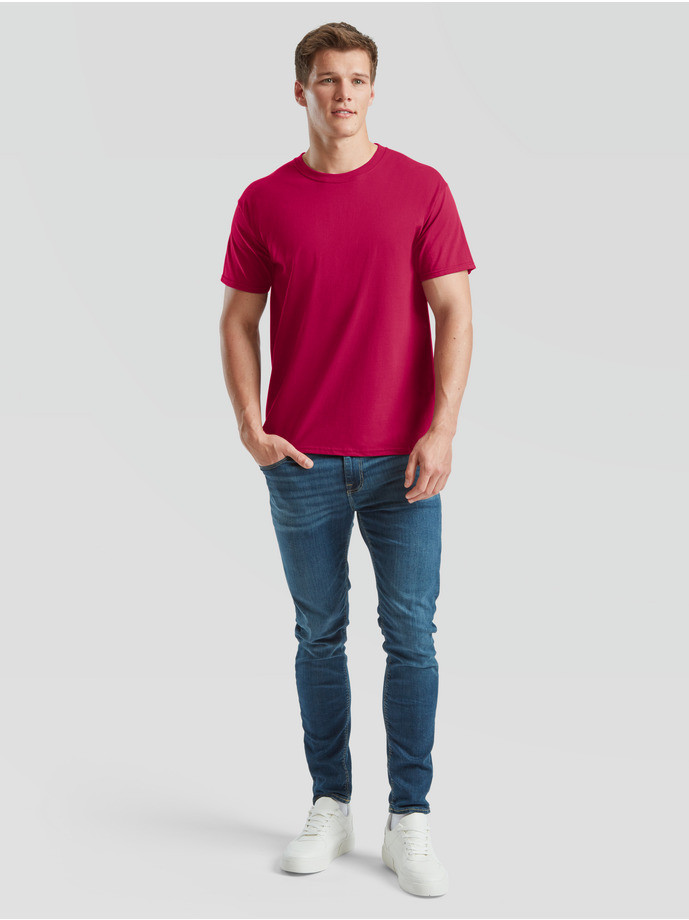 Prémiové Unisex pánske bavlnené Tričko Bez potlače malinové 195g | Fruitshop