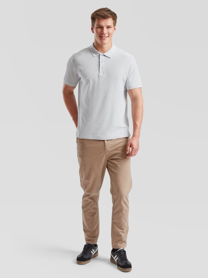 Polokošeľa pánska melírová šedá Premium: 180g bavlna piqué, ktorá drží tvar | Fruitshop