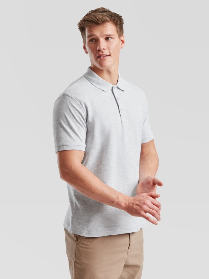Polokošeľa pánska melírová šedá Premium: 180g bavlna piqué, ktorá drží tvar | Fruitshop