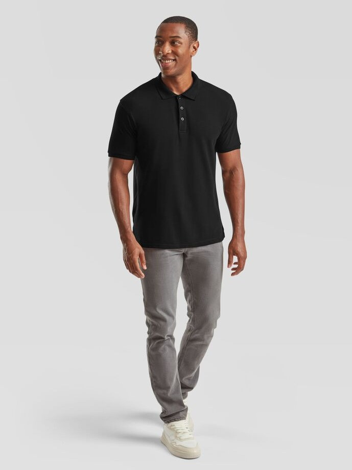 Polokošeľa pánska čierna Premium: 180g bavlna piqué, ktorá drží tvar | Fruitshop