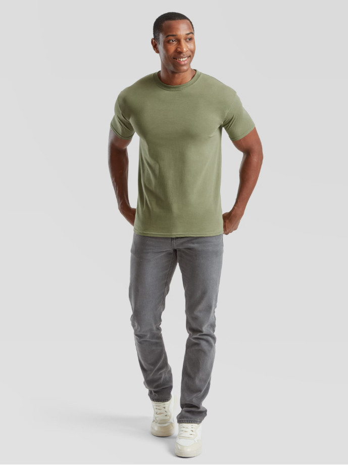 Pánske Unisex pevné  bavlnené Tričko Bez potlače Fruit of the Loom Olivové 205g | Fruitshop