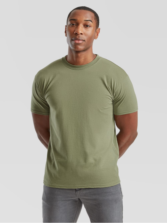 Pánske Unisex pevné  bavlnené Tričko Bez potlače Fruit of the Loom Olivové 205g | Fruitshop