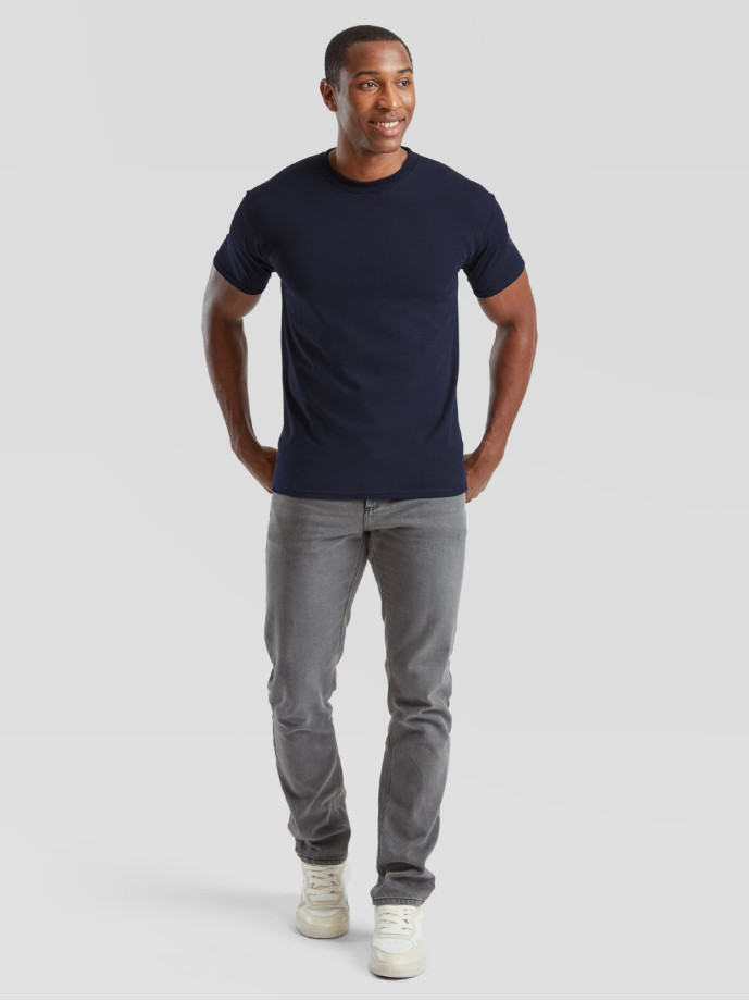 Pánske Unisex pevné  bavlnené Tričko Bez potlače Fruit of the Loom Tmavomodré 205g | Fruitshop