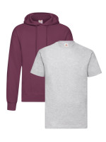 Starter Pack mikina s kapucňou a tričko: Set Heather Grey & Burgundy | Fruitshop